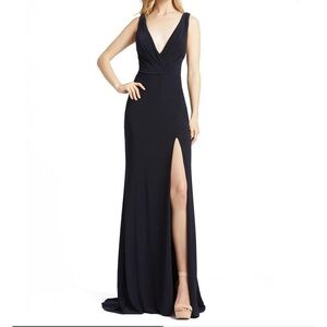 Black V-Neck Maxi Gown with Slit